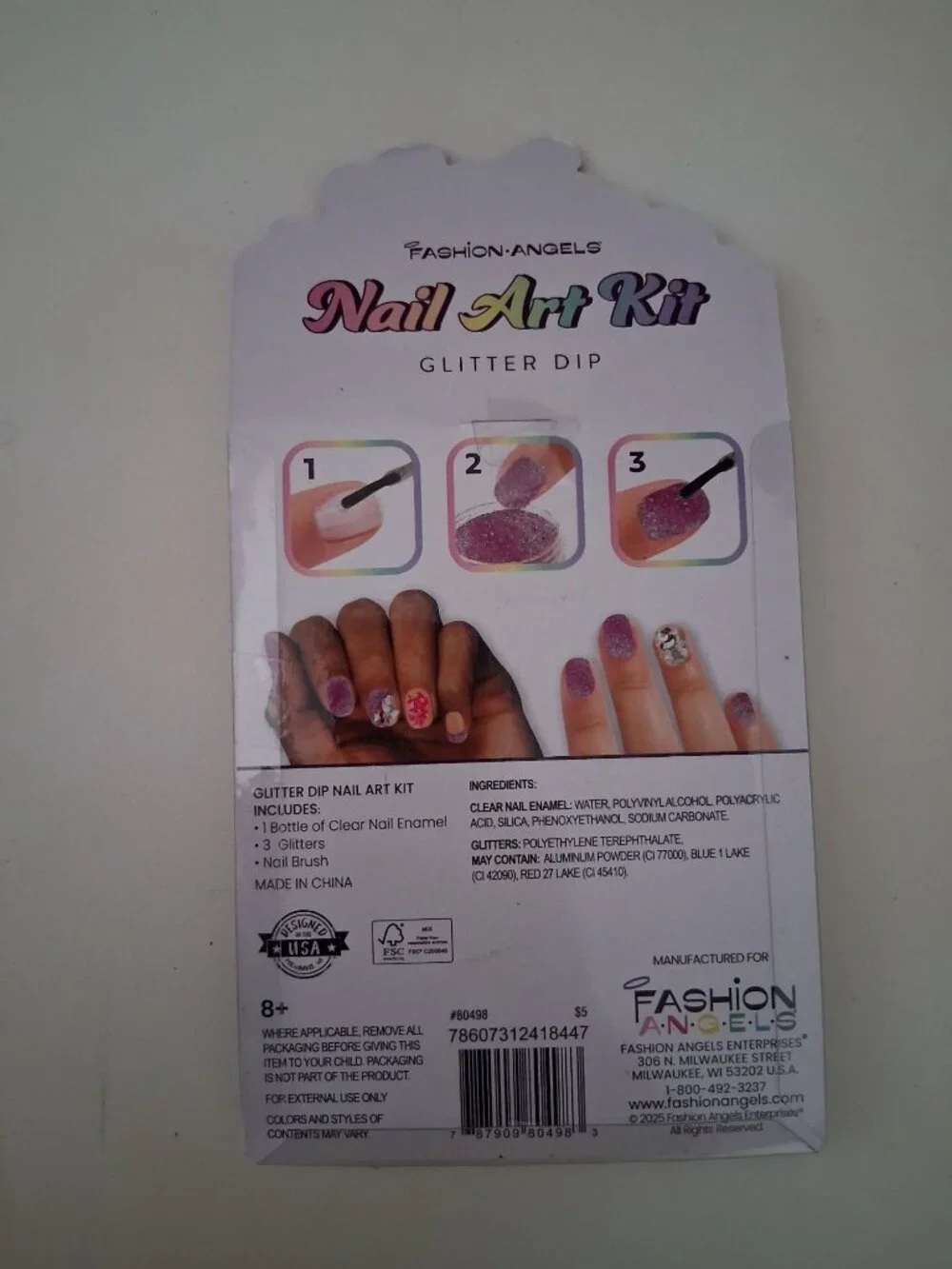 Nail Art Kit with Glitter and Brush